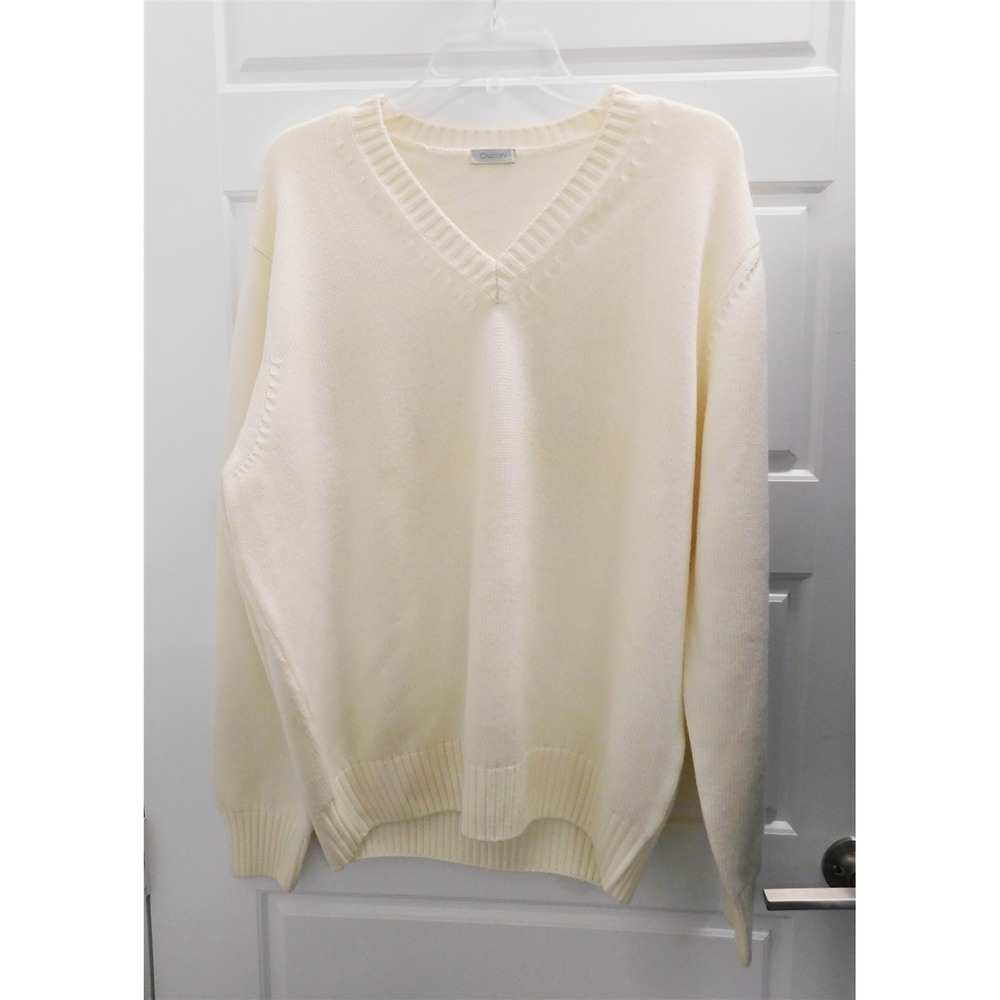Cruciani Men's‎ Ivory 100% V-Neck Sweater Italy EUR 56
